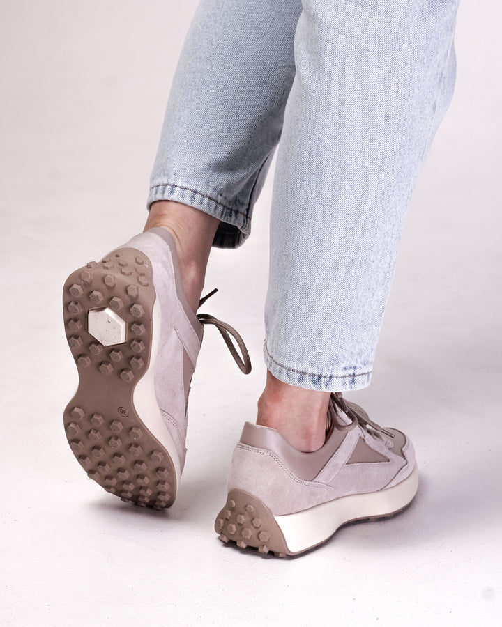 Krula Beige Suede and Leather Sneakers