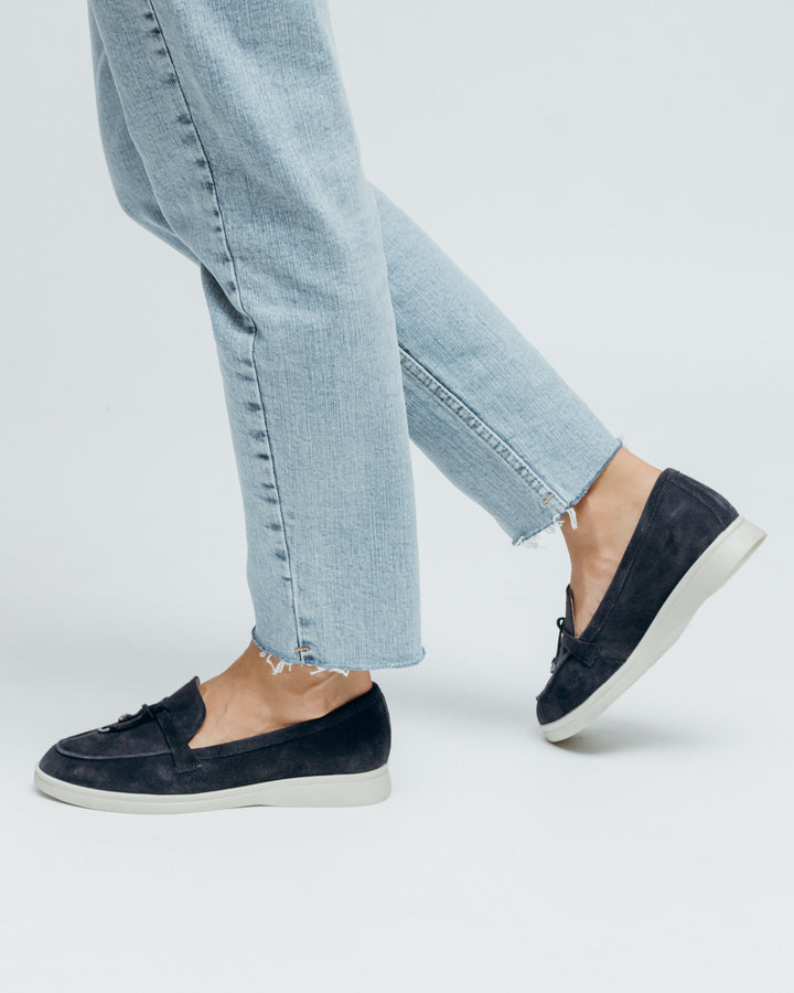 Navy Suede Loafers