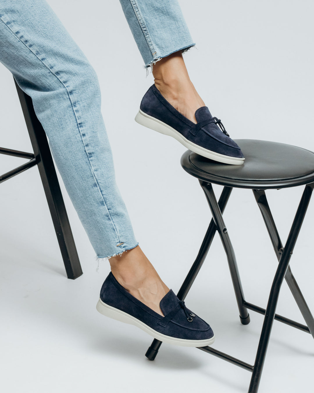 Navy Suede Loafers