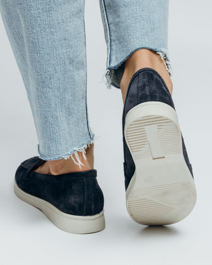 Navy Suede Loafers