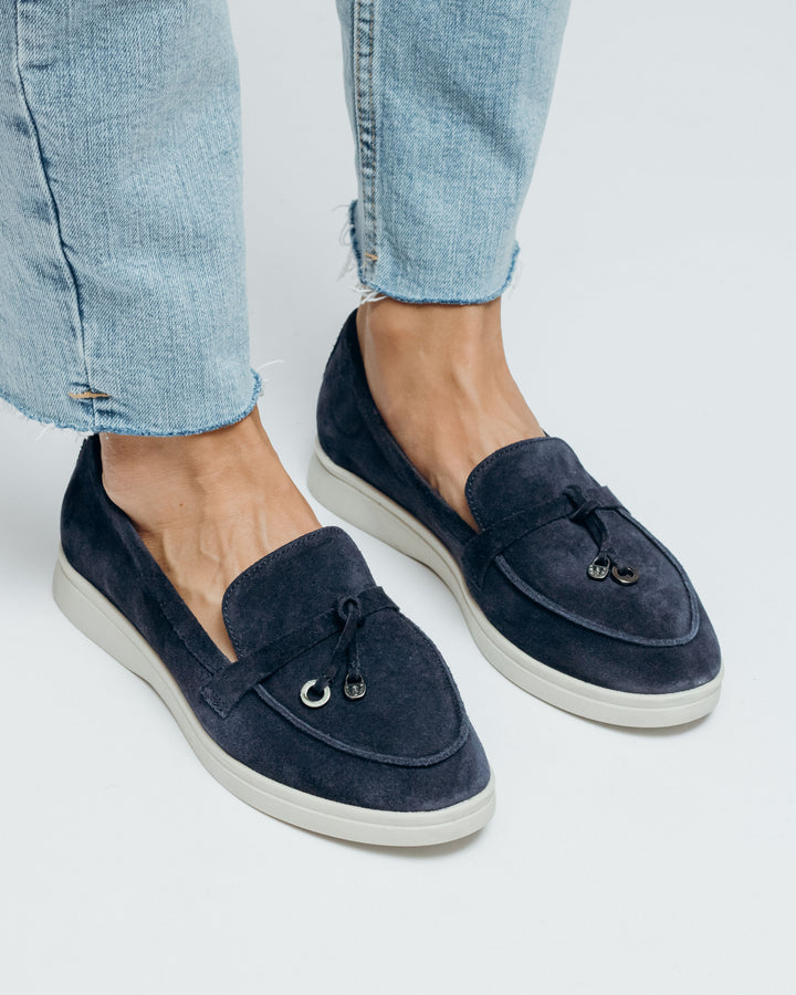 Navy Suede Loafers