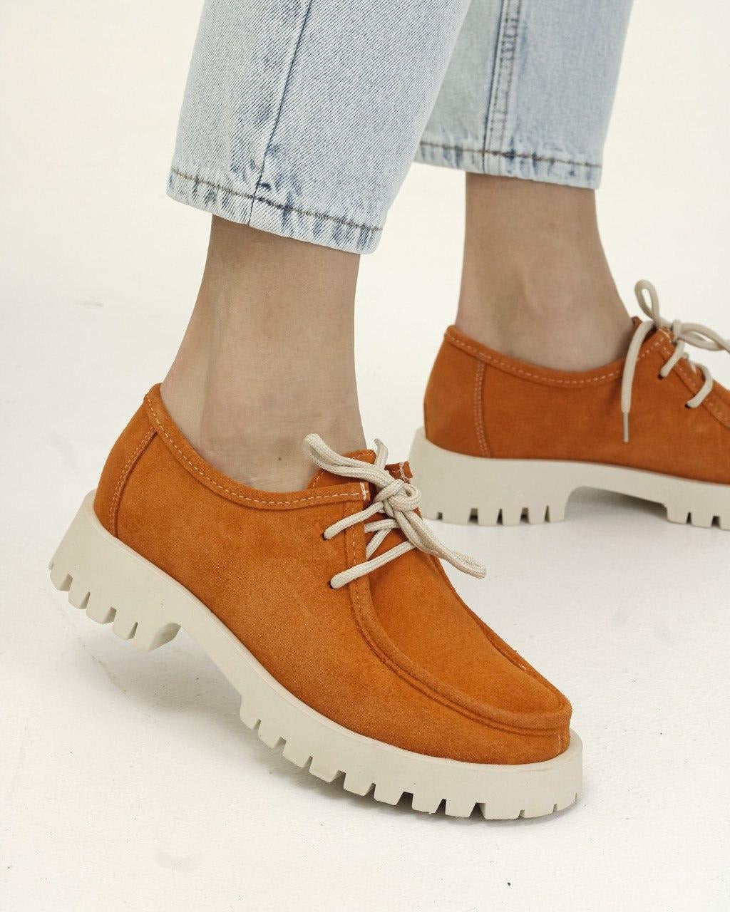 Krula Orange Chunky Lace-Up Shoes