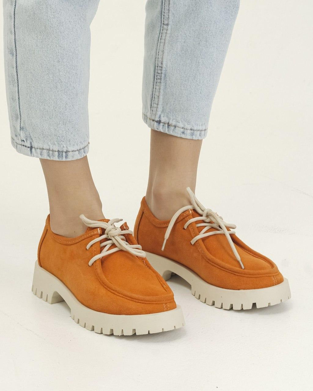 Krula Orange Chunky Lace-Up Shoes