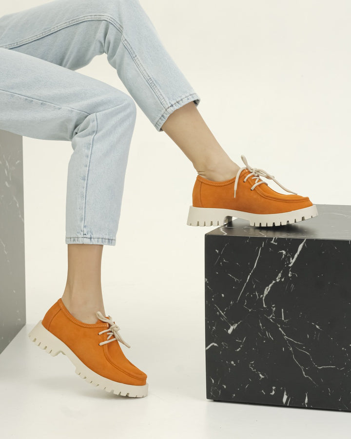 Krula Orange Chunky Lace-Up Shoes