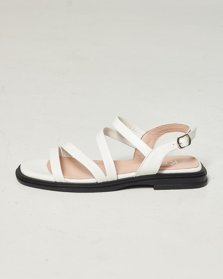 White Leather Sandals with Ankle Strap