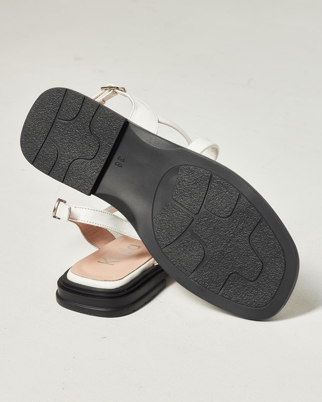 White Leather Sandals with Ankle Strap