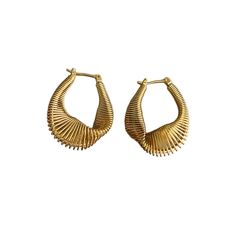 Misshapen Wire Hoop Earring plated in gold