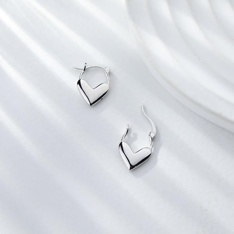 Heart Huggie Earring in Silver